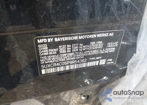 2023 BMW X5 Sdrive40I z USA, uszkodzony, nr VIN 5UXCR4C05P9R54382